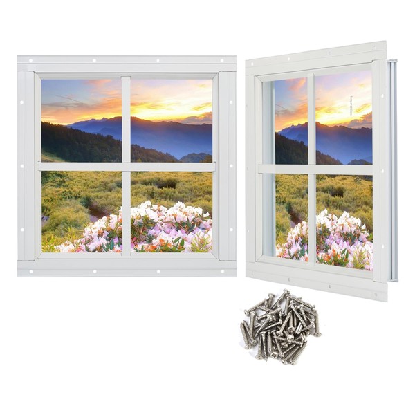 Ktondic Shed Window 2 Pack 12'' x 12'' Square White