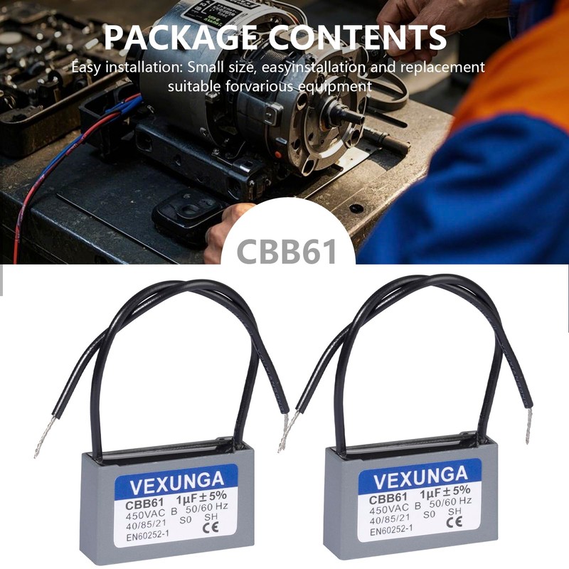 VEXUNGA CBB61 Capacitor 1µF 450V AC Fan Capacitors Air Conditioning