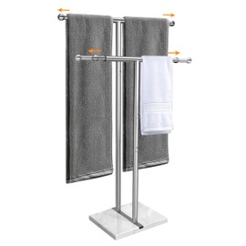Kayfia 40'' Stainless Steel Towel Rack, Weighted Marble Base, 2 Tier
