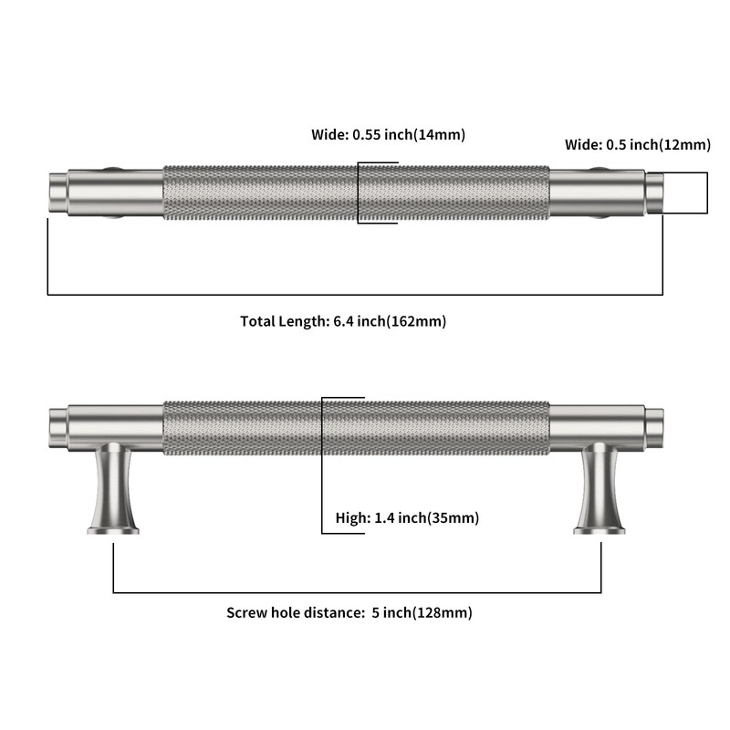 ROMATEE 10Pack Brushed Satin Nickel Cabinet Pull,5 Inch(128mm) Hole Centers