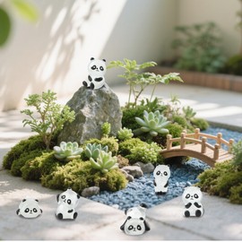 ZAYIO 6PCS Resin Animals Glow Panda Miniatures, Glow in the Dark Mini Animal Panda Figurines for Glow Landscape Decoration, Tiny Resin Animals for Home Garden & Desk Decor, Cute Collectible Figurines