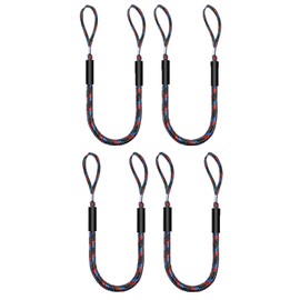 Aurorasports Boat Bungee Dock Lines Boat Marine Rope, Jet Ski Dock, Boating Seadoo Pontoon Waverunner Accessories (Black&Red&Blue, 4 Pcs Without Buckles)