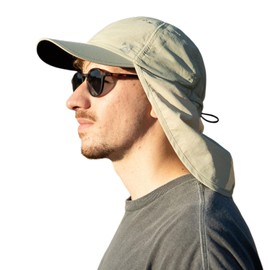 TOP-EX XL/XXL Waterproof Baseball Cap Mens with Neck Flap, UV Protection Sun Hats Women, Foldable Summer Hats Safari Hiking Outdoor Hat Breathable Adjustable Beige L/XL