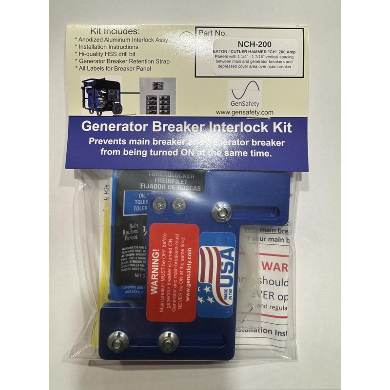 GenSafety Generator Breaker Interlock Kit for Eaton/Cutler Hammer Type CH