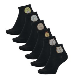 Okamoto 441415 Women's Sumikko Gurashi Socks, 3 Pairs Set, Character, Black A / B (Set of 6), 23.0-25.0 cm