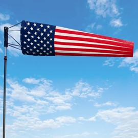 10"x36" USA Windsock | Heavy Duty Outdoor Wind Sock | Waterproof, UV Fade Resistant, Quad Stitched, Zip Ties Included | Ideal for Agriculture, Hangars, Farms | American Flag Design