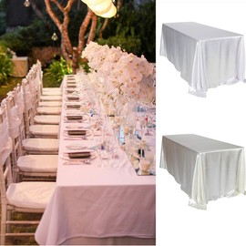 TINWARM Tablecloth for Wedding Banquet, White, 145 x 320 cm, Banquet Event, Best Choice for Christening Decoration