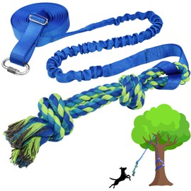 SYOOY Tether Tug Outdoor Dog Toy,Dog Bungee Tug Toy Hanging from Tree with Lure Rope for Small Medium Large Aggressive Chewers to Interactive Exercise Play Tug of War, Tree Tugger Chew Rope Toy