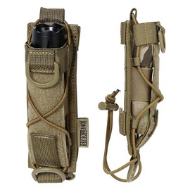 OneTigris MOLLE Flashlight Holder for Belt Pouch for Torch Linear Hand Tool with Open-top MOLLE Strap for Vertical & Horizontal Carrying - Color: Camo