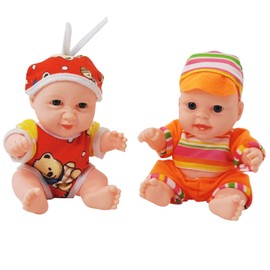 Forest & Twelfth Baby Dolls, 7.5", Set of 2 Realistic Toys for Toddlers, Adorable Removable Outfits, Great for Pretend Roleplaying with Friends, All-Occasion Gifts for 3+ Year Olds (Set #2-O)
