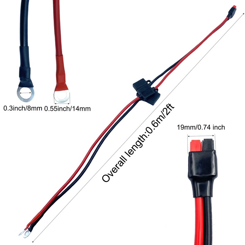 Ulifebet 10AWG Battery Connector Cable,ADS 45A Connector to O Ring