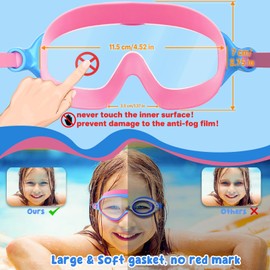 Kids Goggles Swimming, 2 Pack Kids Swimming Goggles for Age 4-14 Wide Vision Anti-Fog UV Protection Waterproof for Boys Girls