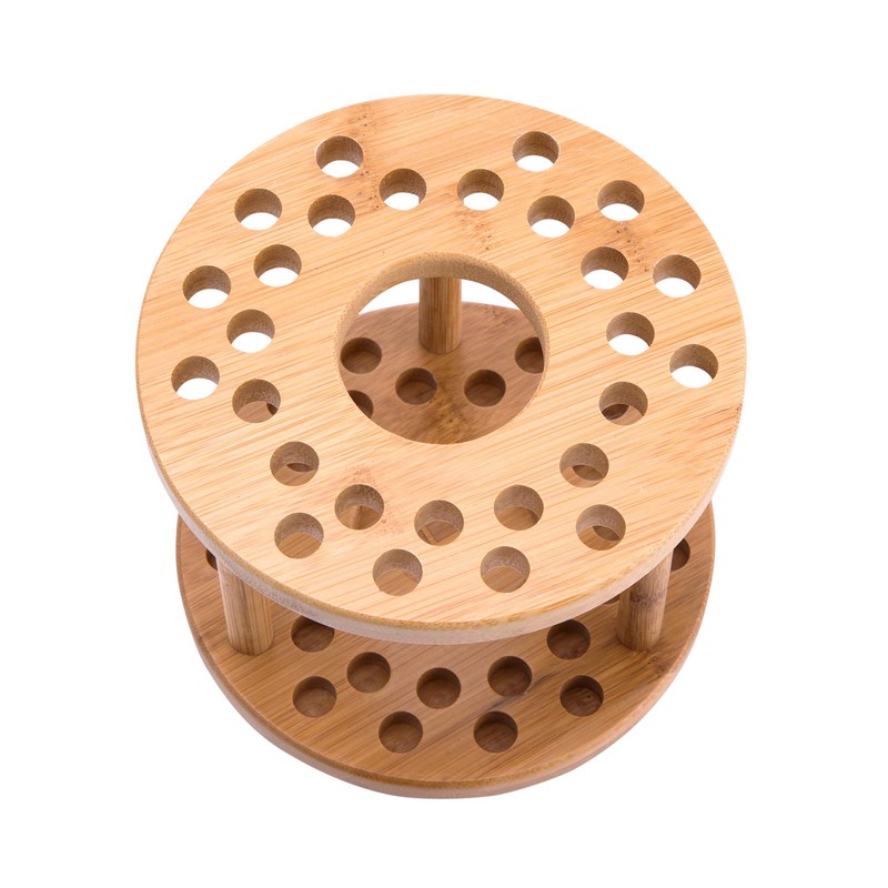JackCubeDesign 360 Rotating Bamboo Watercolor Paint Brush Holder Water Coloring