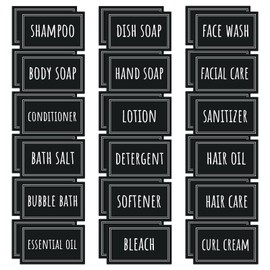 Segbeauty Soap Dispenser Waterproof Labels, 36 Packs Self-Adhesive Minimalist Labels Stickers for Bottles, Farmhouse Bathroom Kitchen Laundry Removable Cleaning Label for Shampoo Dish Soap Deter-Gent