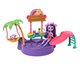 Enchantimals - Doll and Accessories, Monkey Swimming Pool Playset, Doll and Best Animal Friend Figure, Slide, Swing and Much More, Gifts for Children, HTW73