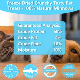 JADINGSFARM Minnows 8 oz Freeze Dried Minnows, 100% Natural Cat Treat, Dog Treat Freeze Dried Minnows for Cats Freeze Dried Minnows for Dogs (8 OZ)