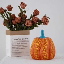 LXCMV Yayoi Kusama Style Polka Dot Pumpkin Decoration, 6 x 7.3 inches, 4 Color Options (Orange)