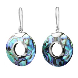 ISLAND PIERCINGS 925 Silver and Abalone Mother of Pearl Earrings Pendant SER072, Sterling Silver, Abalone