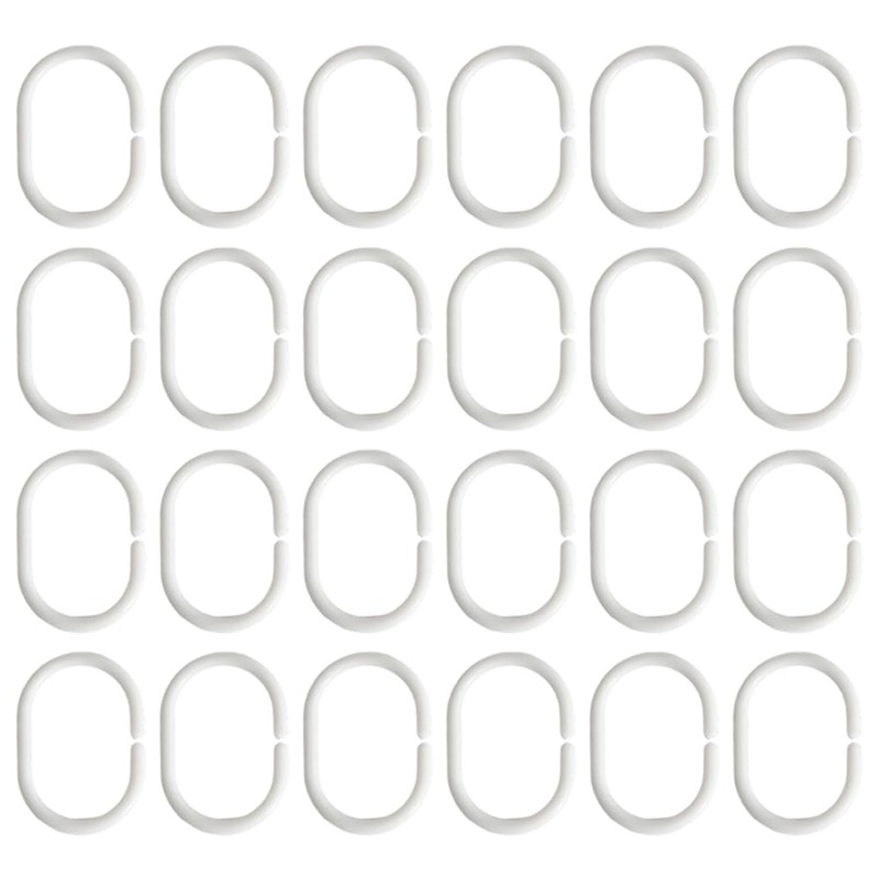 Armo® 24 x Plastic C Shaped Shower Curtain Hooks White