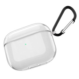 FAZHAN Compatible AirPods 4 Case, Transparent TPU Protective Case, Airpods 4 Case, Air Pods 4 Case, Carabiner Included, Dedicated Cover with Hook, Prevents Scratches and Fingerprints, Prevents