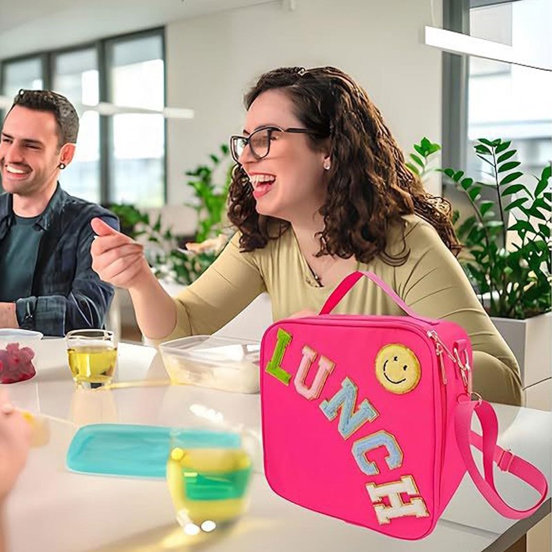 LASIYUAN nsulated Large Lunch Bag With Adjustable Shoulder Strap，Reusable Preppy
