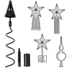 Christmas Tree Topper Holder Twist on Universal Tree Topper Stabilizer Floral Christmas Tree Topper Adapter Plastic Tree Topper Holder Support Spiral Tree Topper with Adjustable Attachment (Black)