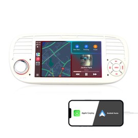 Car Audio for Fiat 500 2007-2015 Upgrade System Hi-Fi Sound with Wireless CarPlay/Android Auto Plug-and-Play Autoradio Models Tuned RDS/AM/FM/USB BT 5.0 Subw EQ SWC (White)