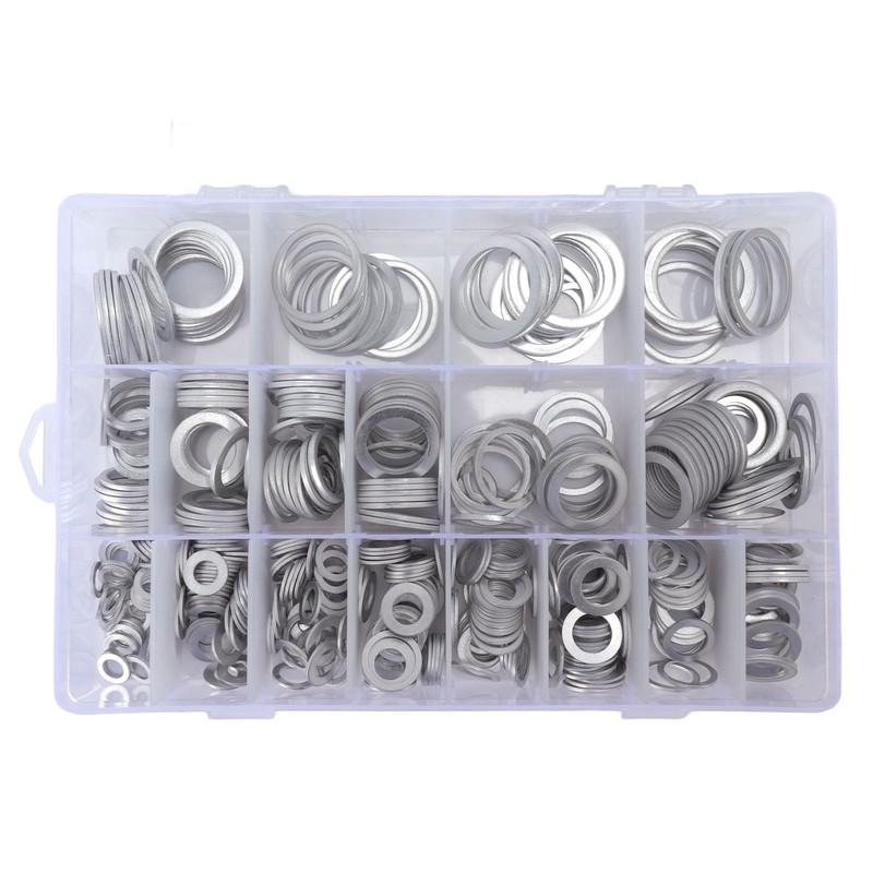 470Pcs Sealing Washer Aluminum Alloy Round Flat Washer Assortment Kit