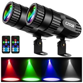 Led Pinspot Light 2 Pack, Czgor Disco Ball Spotlight 15W RGBW 4 in 1 Mirror Ball Lights with Remote Control Super Bright LED Pin Spot Light for Parties DJ Club Bar Wedding