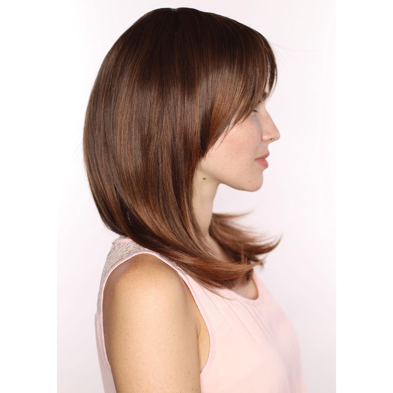 Prettyland Natural Ombre Brown Highlighted Medium Length Tiered Straight Shoulder
