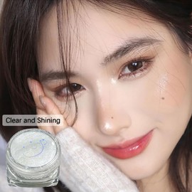 Eyeshadow Cream, Glitter Cream Eyeshadow Palette, Shimmering Creamy For Day & Night Eye Make-Up, Long-Lasting Waterproof Eye Shadow Pallets & Body Highlighter For Women，Silver White Bright Shimmer