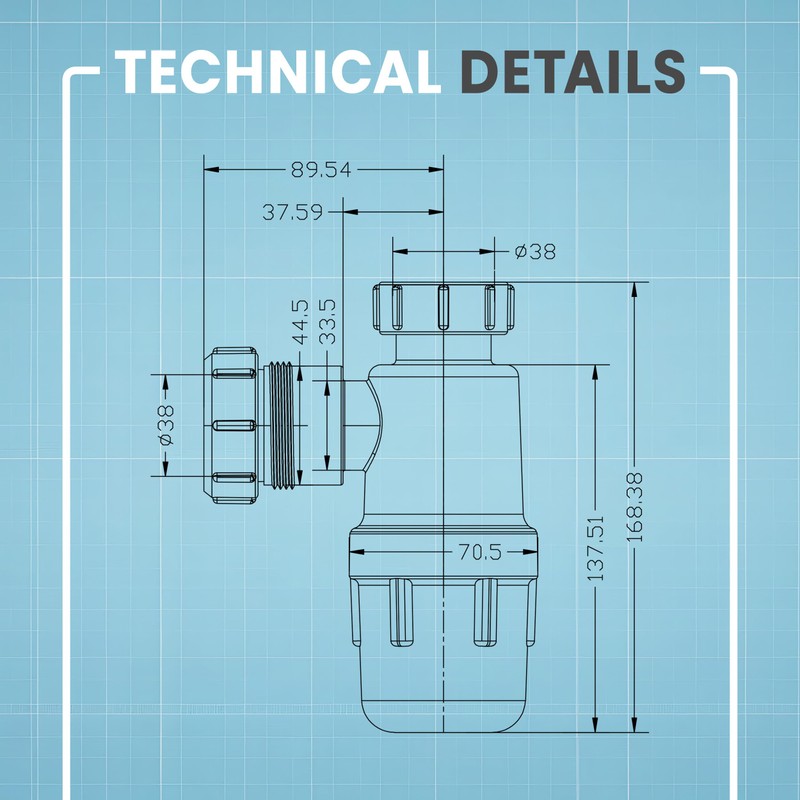 CranPlas | 32mm Sink Trap | Effortless Installation | Universal