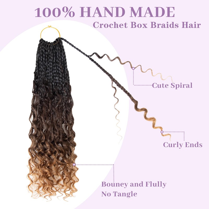 Goddess Box Braids Crochet Hair, 14 Inch Boho Crochet Box