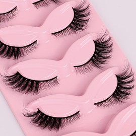 Uytrrsvd 5 Pairs 3D Faux Mink Lashes - Dramatic Cat Eye Wispy Volume with Featherlight Invisible Band, Reusable False Eyelashes Easy to Apply for Day to Night Wear, Parties & Special Events (XF44-5)