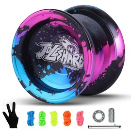 JOLESHARE Professional Yoyo X4 - Unresponsive for Pros & Responsive Yoyos for Beginners with Bearings, Gloves, Removal Bearing Tool & 5 Strings (Red, Black, Blue)
