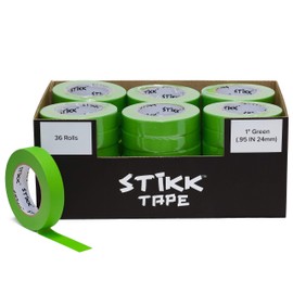 36 Roll Case 1" x 60yd STIKK Green Painters Tape 14 Day Easy Removal Trim Edge Finishing Masking Tape (.94 in 24MM)