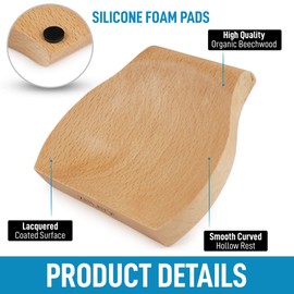 Zulay Beechwood Spoon Rest For Kitchen - Smooth Wooden Spoon Holder For Stovetop With Non Slip Silicone Feet - Perfect Holder For Spatulas, Spoons, Tongs & More