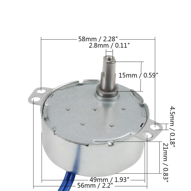 Fielect Synchronous Motor AC 110V 5-6RPM Turntable Motor CW/CCW Direction