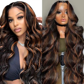 26 Inch 13X6 Ombre Lace Front Wig Human Hair 200 Density T1B/30 Highlight Body Wave Lace Front Wigs Human Hair Pre Plucked With Baby Hair Glueless HD Lace Frontal Wigs for Women Body Wave Colored Wig