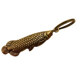 DAZUMA Key Chain, Fish, Brass, Antique Good Luck Strap, Arowana, Feng Shui, Money Luck, Accessories, Pendant, Lucky Charm, Pendant, Longfish, Brass