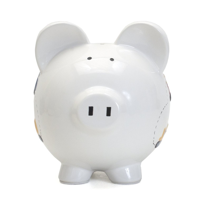 Child to Cherish Ceramic Piggy Bank for Boys, Construction Trucks,