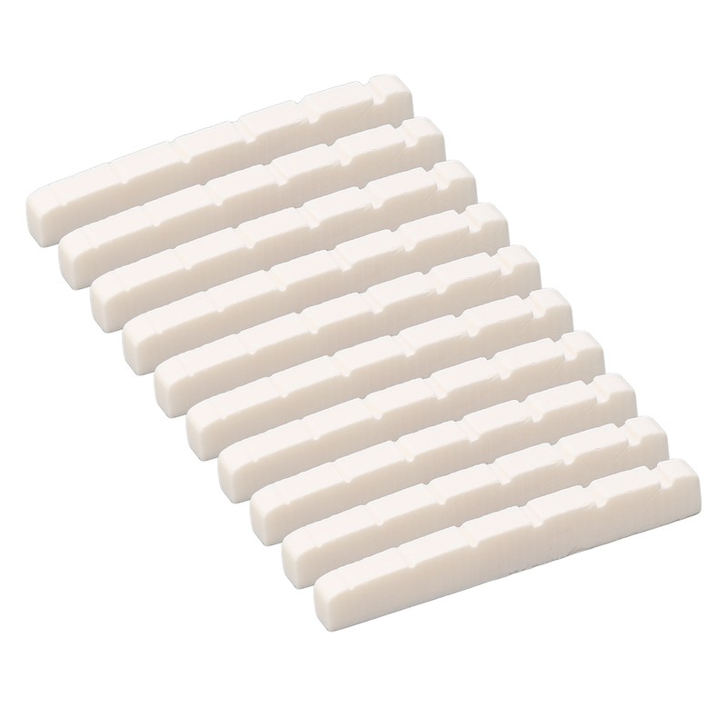 10Pcs Guitar Slotted Bone Nut Flat Bottom 6 String Electric