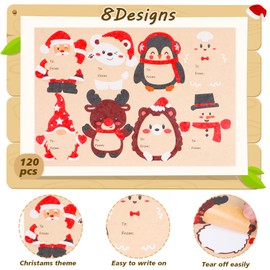 SULOLI Christmas Gift Tags Stickers, 120 Pcs Christmas Gift Labels Stickers Self-Adhesive Xmas Name Tags for Christmas Gifts Wrap Presents Boxes Decoration