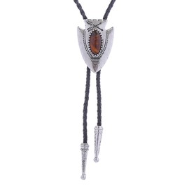 Western Cowboy Bolo tie for Men Vintage Native American Indian Black Bolo ties Amber Necktie