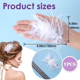 OIIKI White Ostrich Hair Clip, Feather Hairgrip Retro Hair Jewelry Accessories for Women Bride Party Festival Valentine Wedding Engagement Birthday Christmas -1Pcs