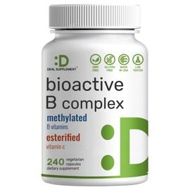 Bioactive Vitamin B Complex, 240 Veggie Capsules - Methylated Multivitamin B Complex & Esterified Vitamin C – High Potency & Easy Absorption – Immune, Energy, & Metabolism Supplement – Non-GMO