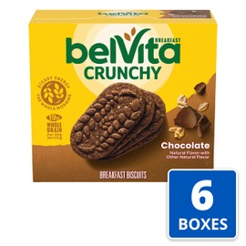 belVita Breakfast Bars Biscuits, Chocolate, 30 Total Packs, 6 Boxes (4 Biscuits Per Pack)