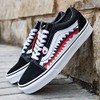 Black Old Skool x Shark Teeth Pattern Custom Handmade Shoes