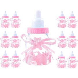 Meet-shop Candy Bottle, Reusable Candy Bottles, Pack of 12, Gift Box, Candy Box for Boys, Girls, Party, Christening, Pink