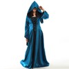 BLESSUME Gothic Renaissance Women Hooded Dress (Blue, 2XL)